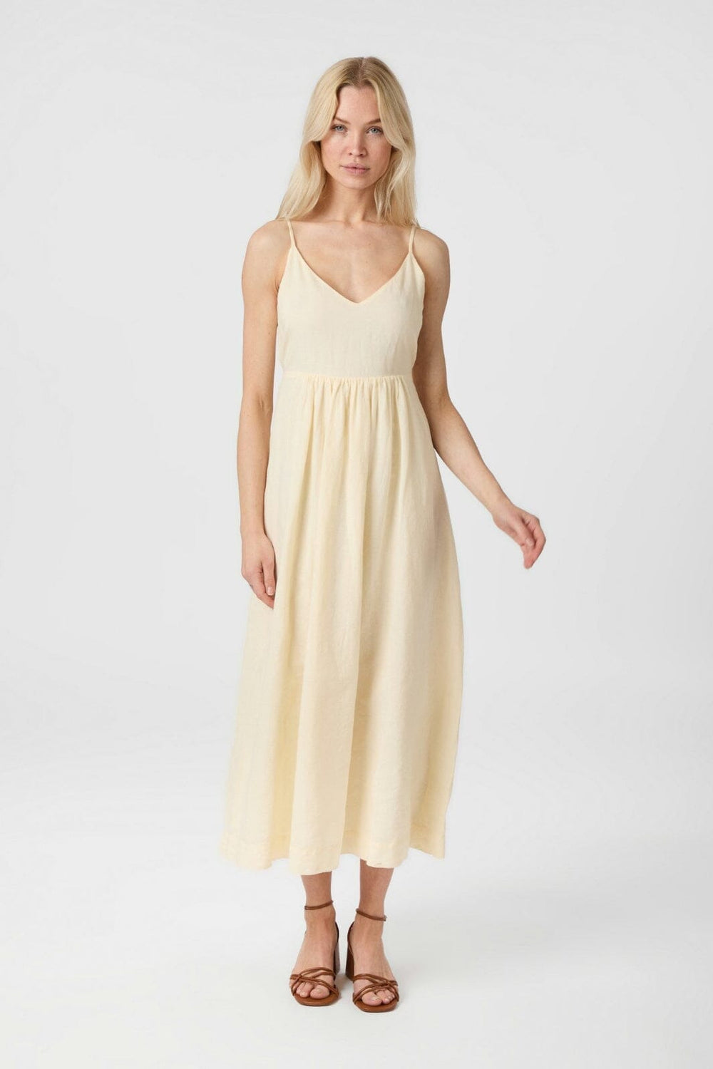 Neo Noir - Savani Long Linen Dress 165480 - 191 - Light Yellow
