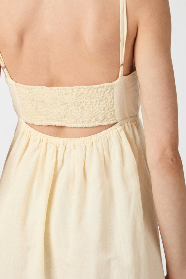 Neo Noir - Savani Long Linen Dress 165480 - 191 - Light Yellow
