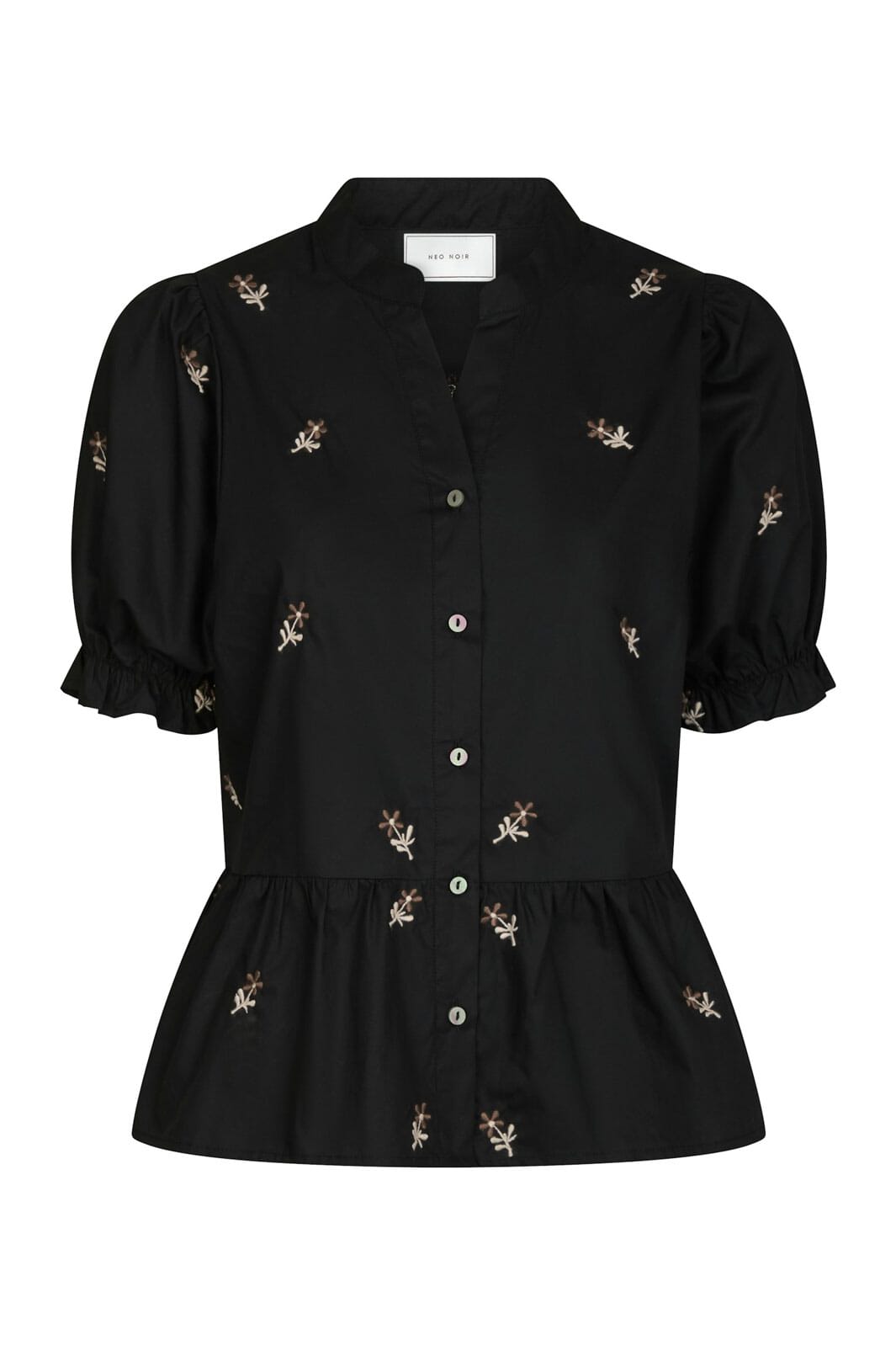 Neo Noir - Savy Flower Emb Blouse 166791 - 100 - Black