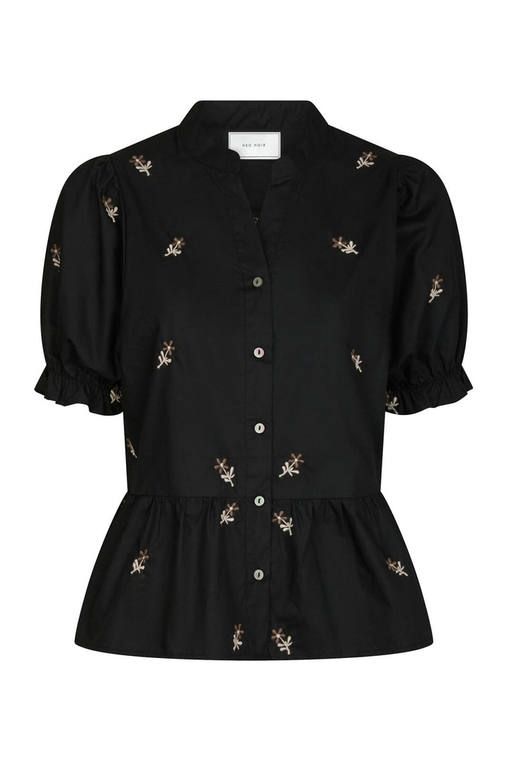 Neo Noir - Savy Flower Emb Blouse 166791 - 100 - Black