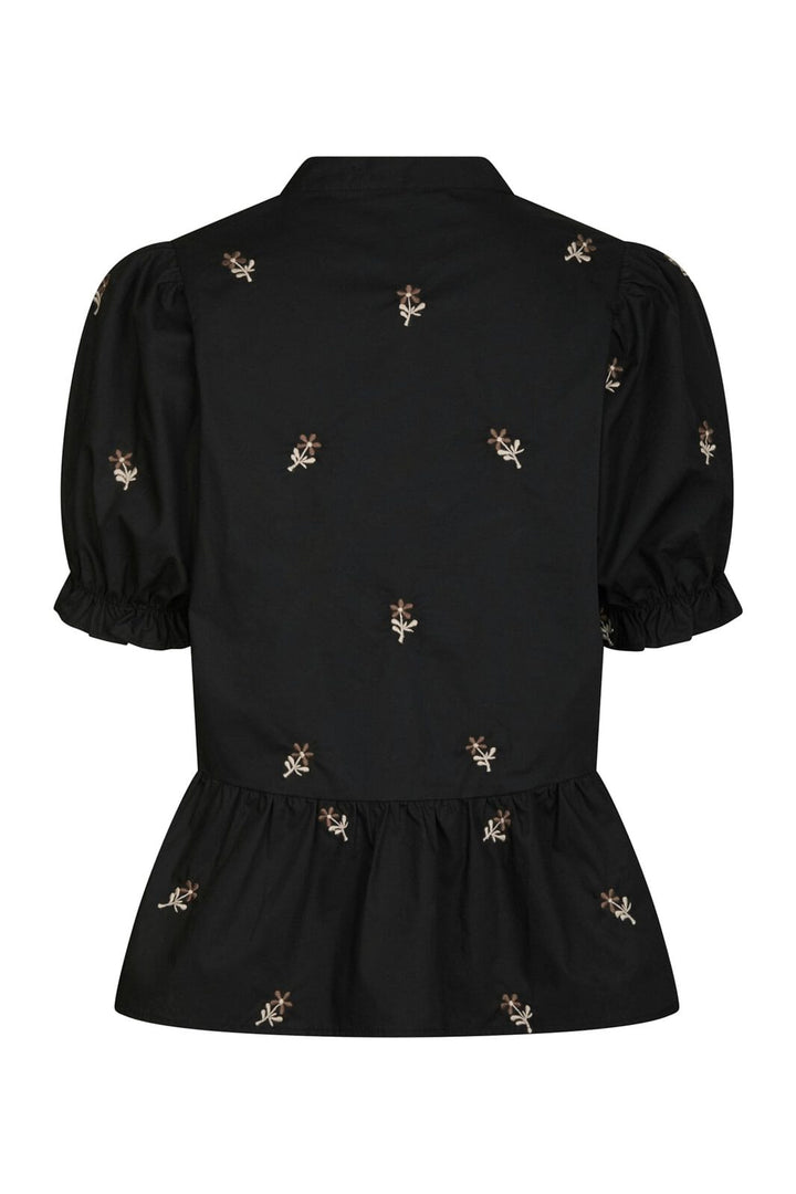 Neo Noir - Savy Flower Emb Blouse 166791 - 100 - Black