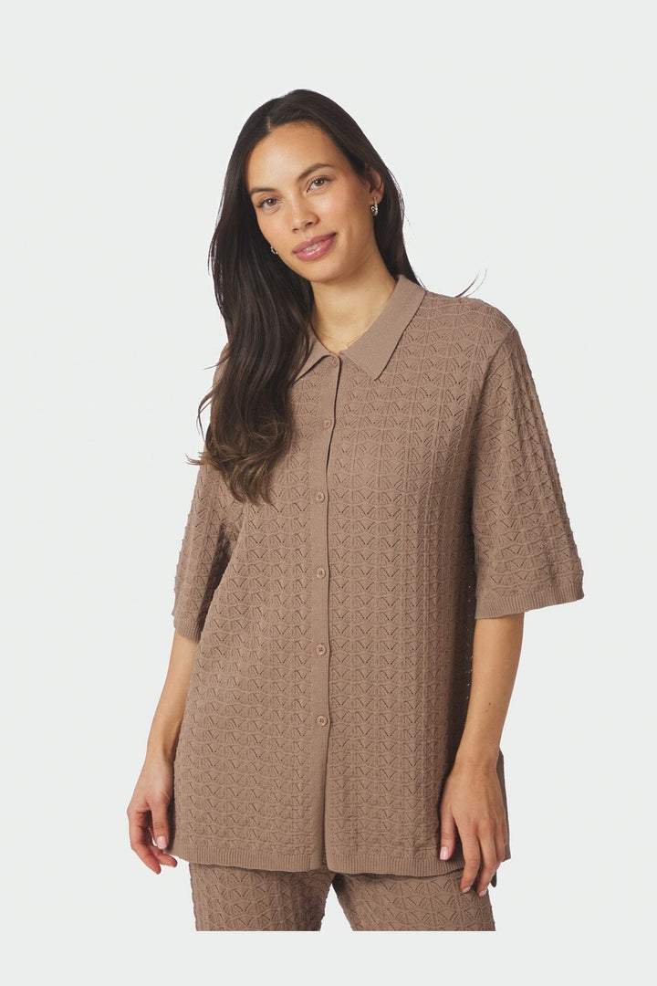 Neo Noir - Sette Fine Crochet Blouse 168327 - 214 - Taupe