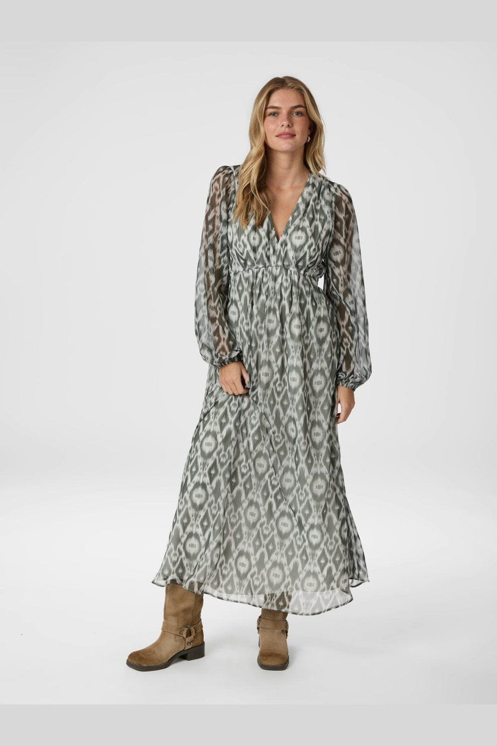 Neo Noir - Silfi Graphic Fade Dress 166049 - 723 - Dusty Green