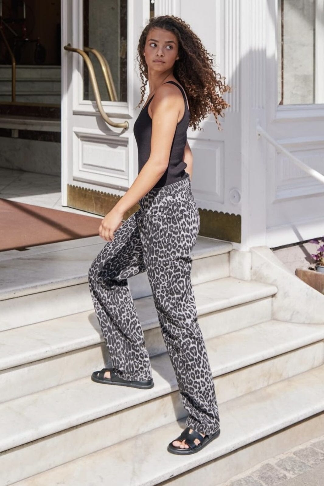 Neo Noir - Simona Leopard Pants - Grey Leopard | Køb