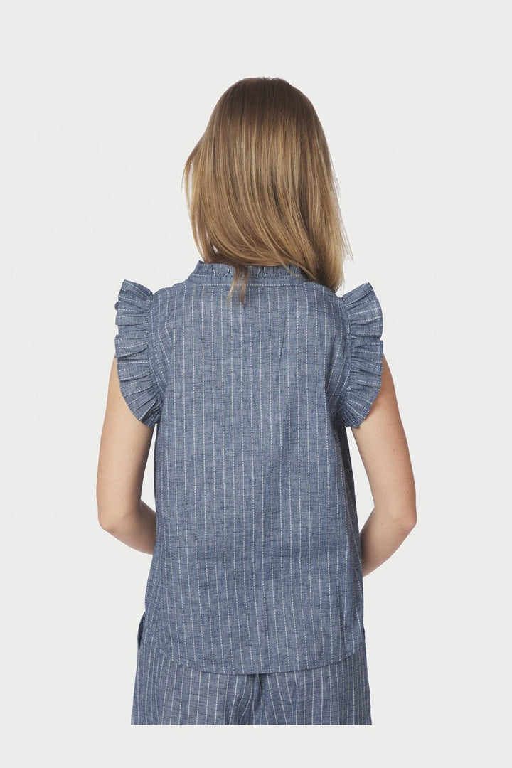 Neo Noir - Siona Emb Stripe Top 168373 - 140 - Blue