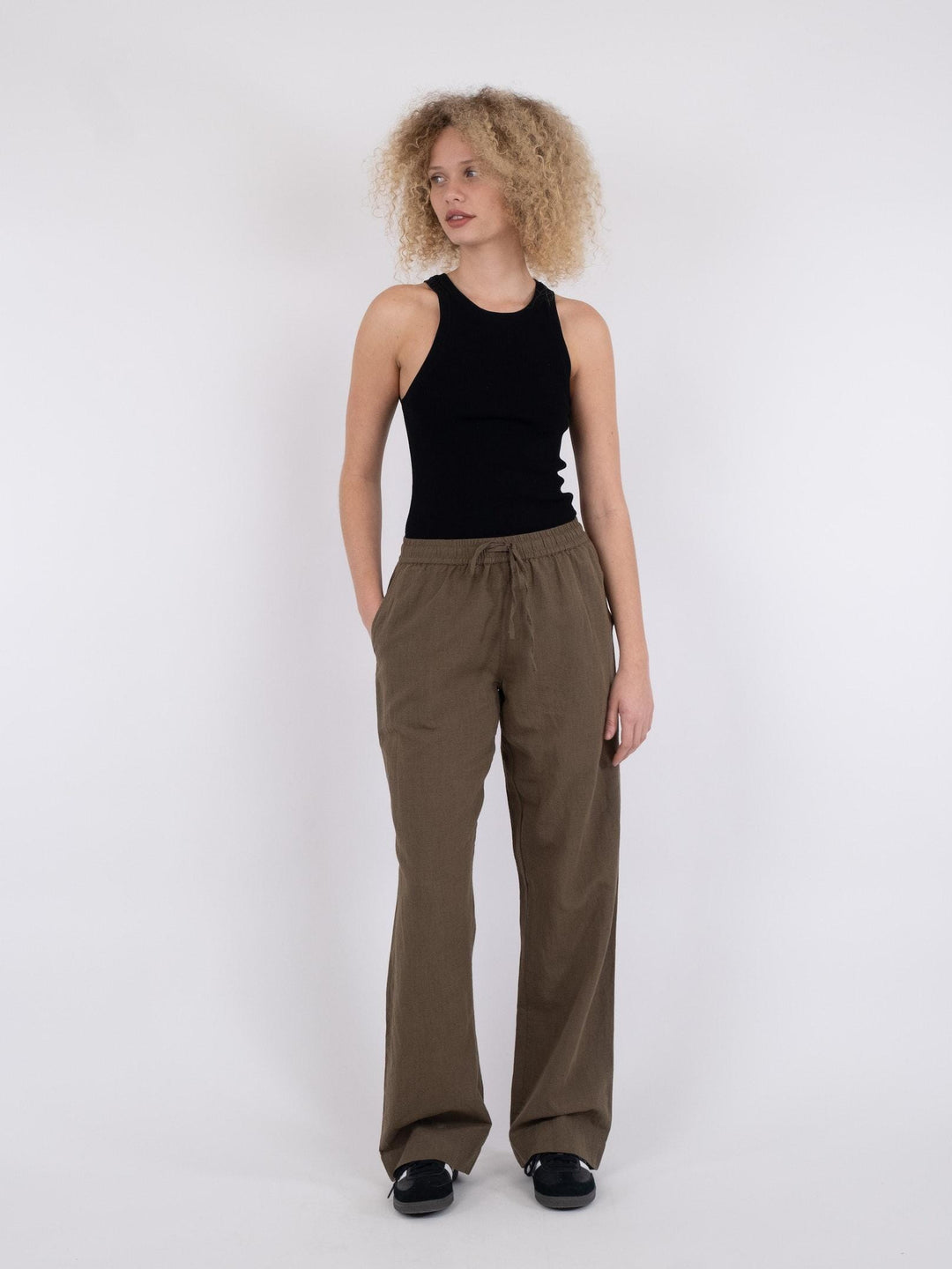 Neo Noir - Sonar Linen Pants - Army Bukser 