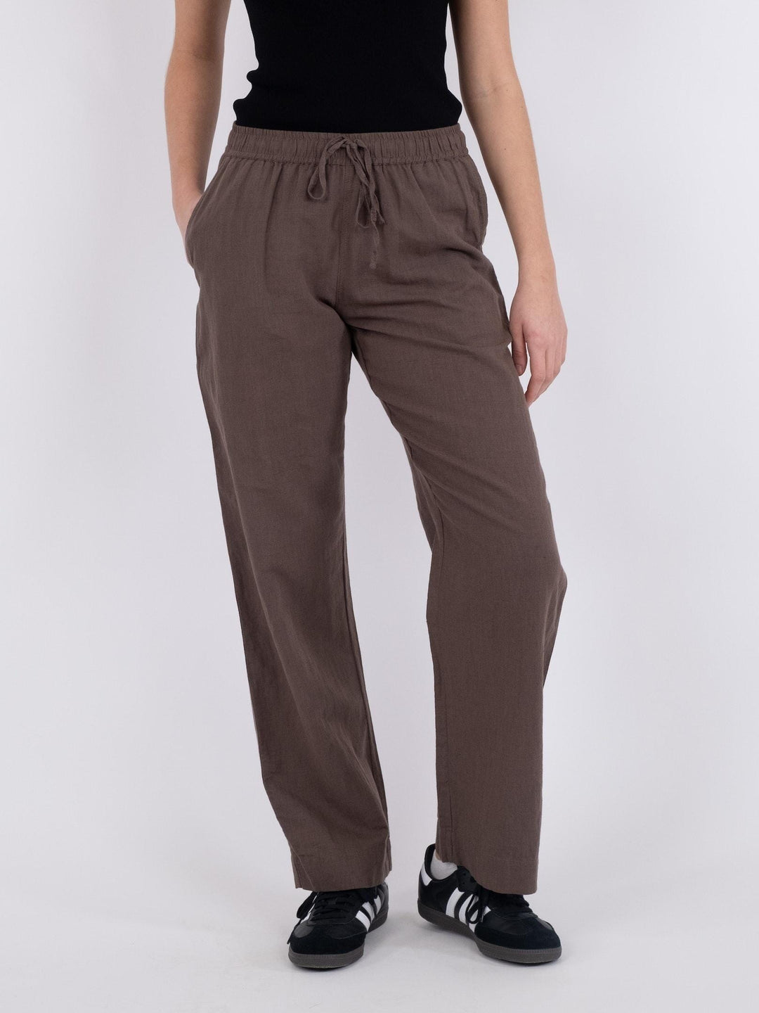 Neo Noir - Sonar Linen Pants - Brown Bukser 