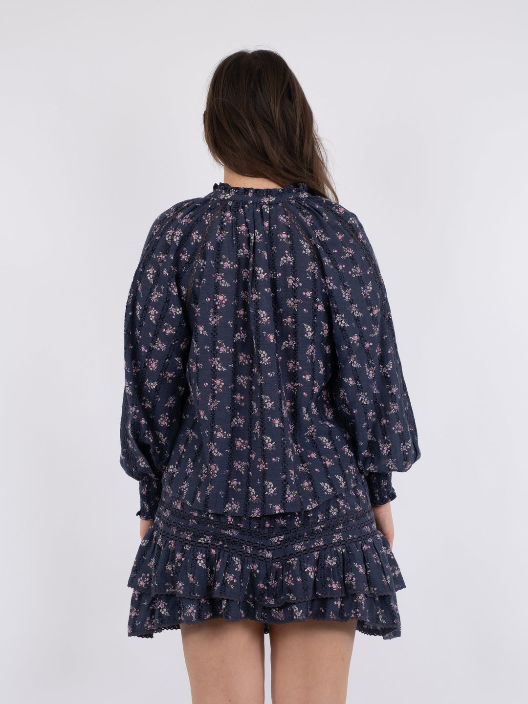 Neo Noir - Stimma Delicate Floral Blouse - Dusty Navy