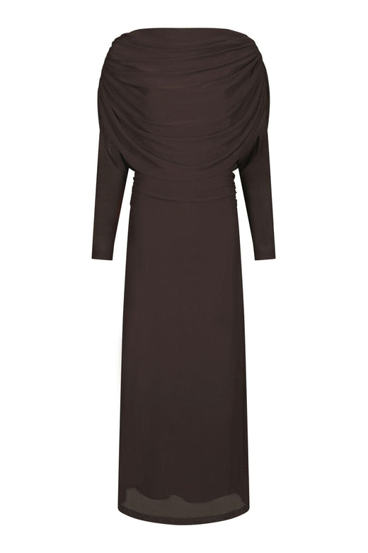 Neo Noir - Tattana Long Drapy Mesh Dress 170651 - 676 - Dark Brown Kjoler 