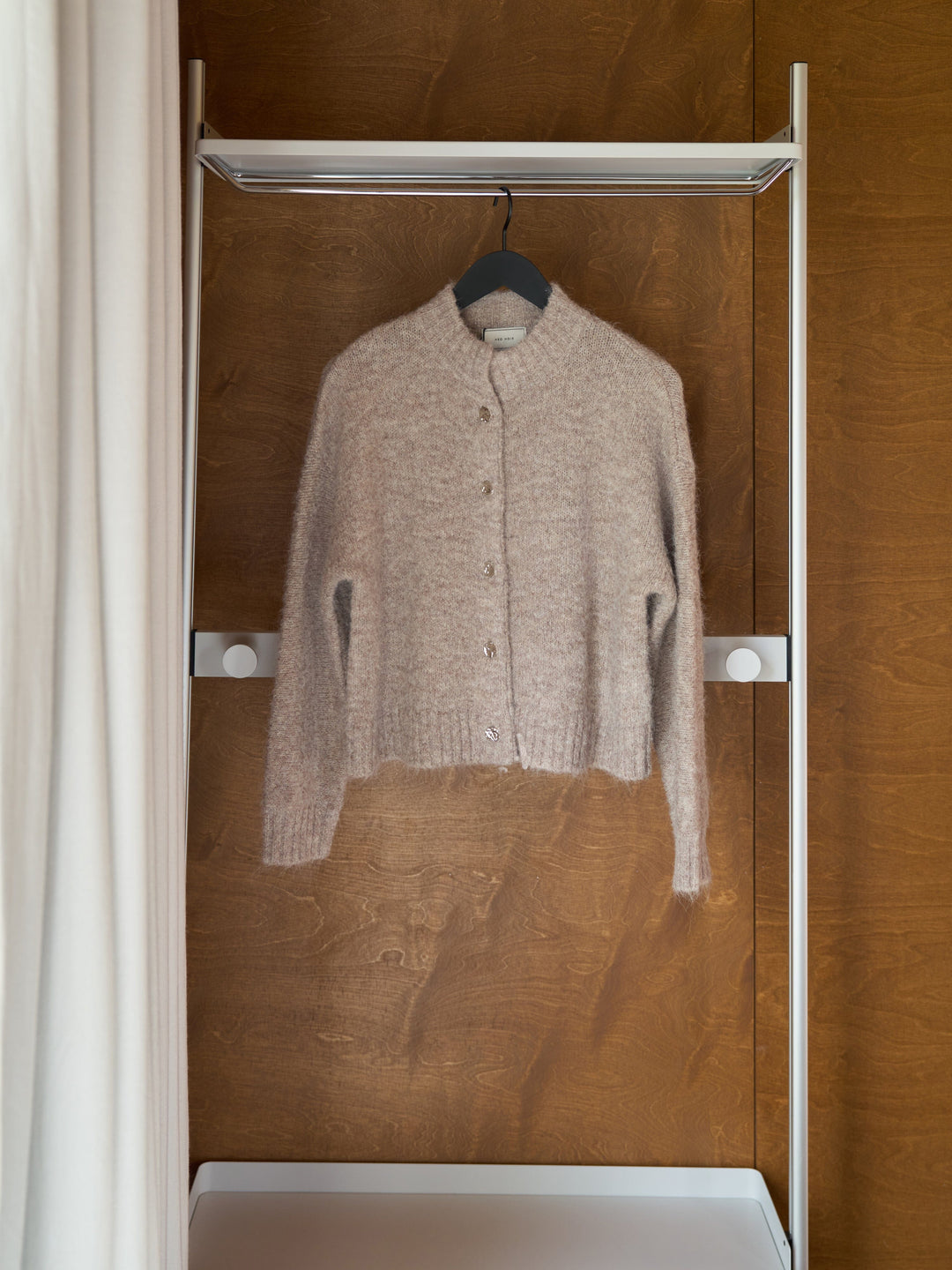 Neo Noir - Taura Fluffy Knit Cardigan 165103 - 976 - Beige Melange Cardigans 