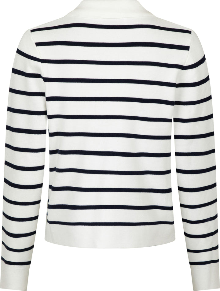 Neo Noir - Tippi Knit Stripe Cardigan - White/Navy