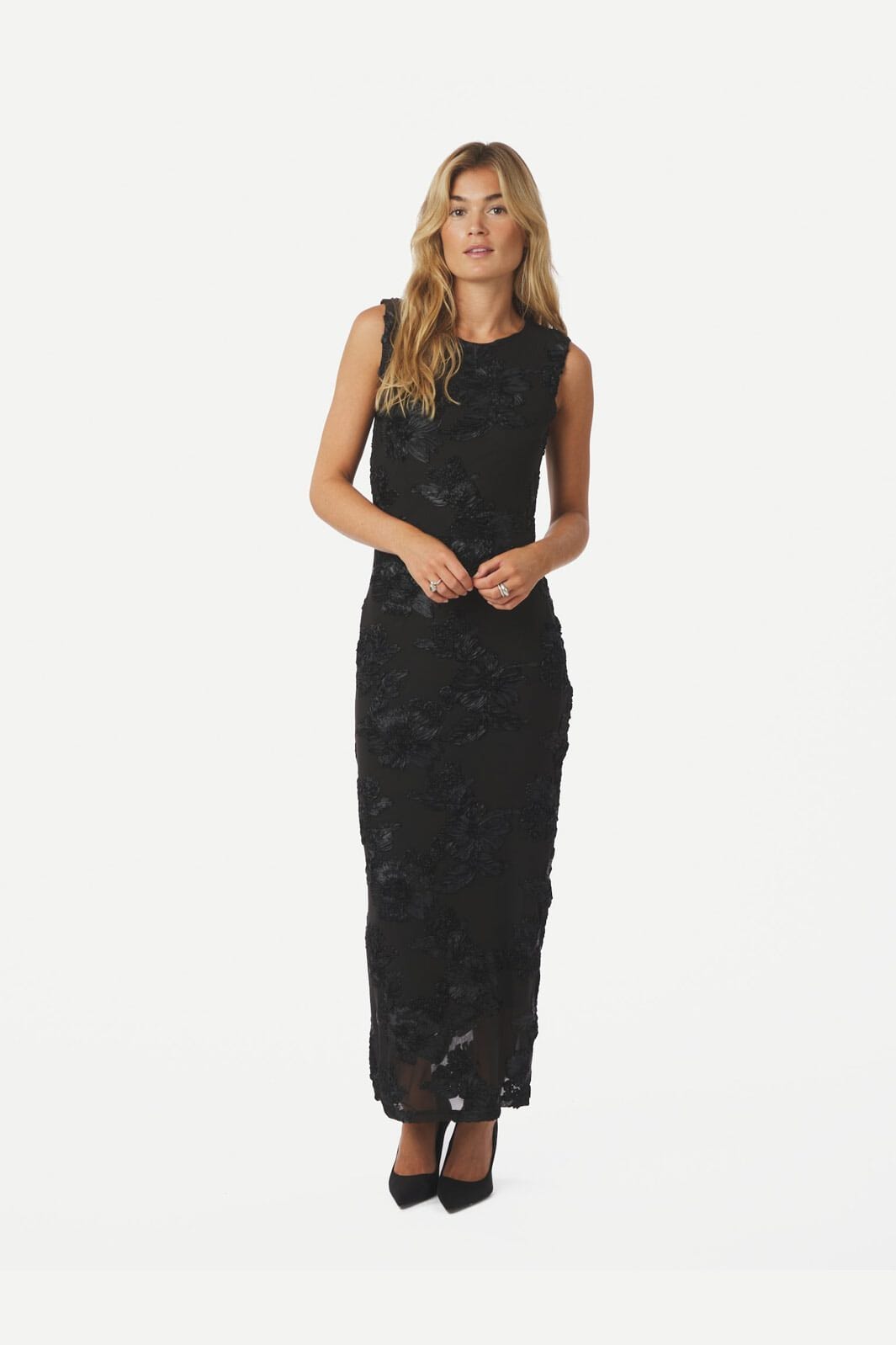 Neo Noir - Tiranna Big Flower Mesh Dress 166824 - 100 - Black