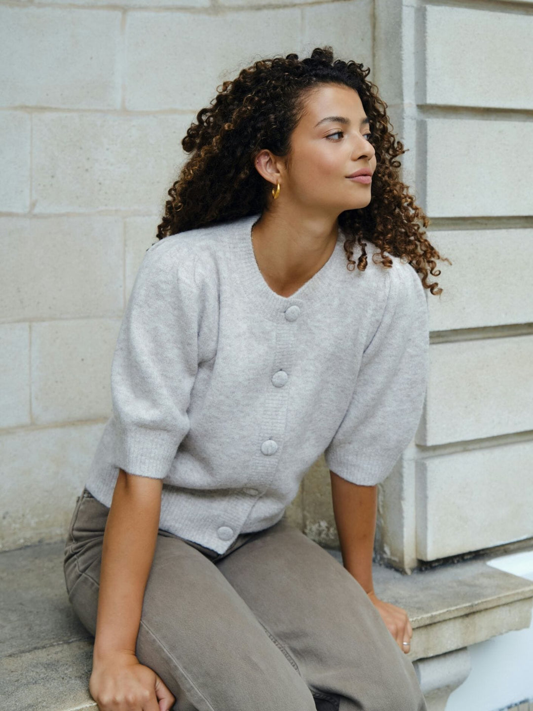 Neo Noir - Trudy Knit Cardigan 160760 - 976 - Beige Melange Cardigans 