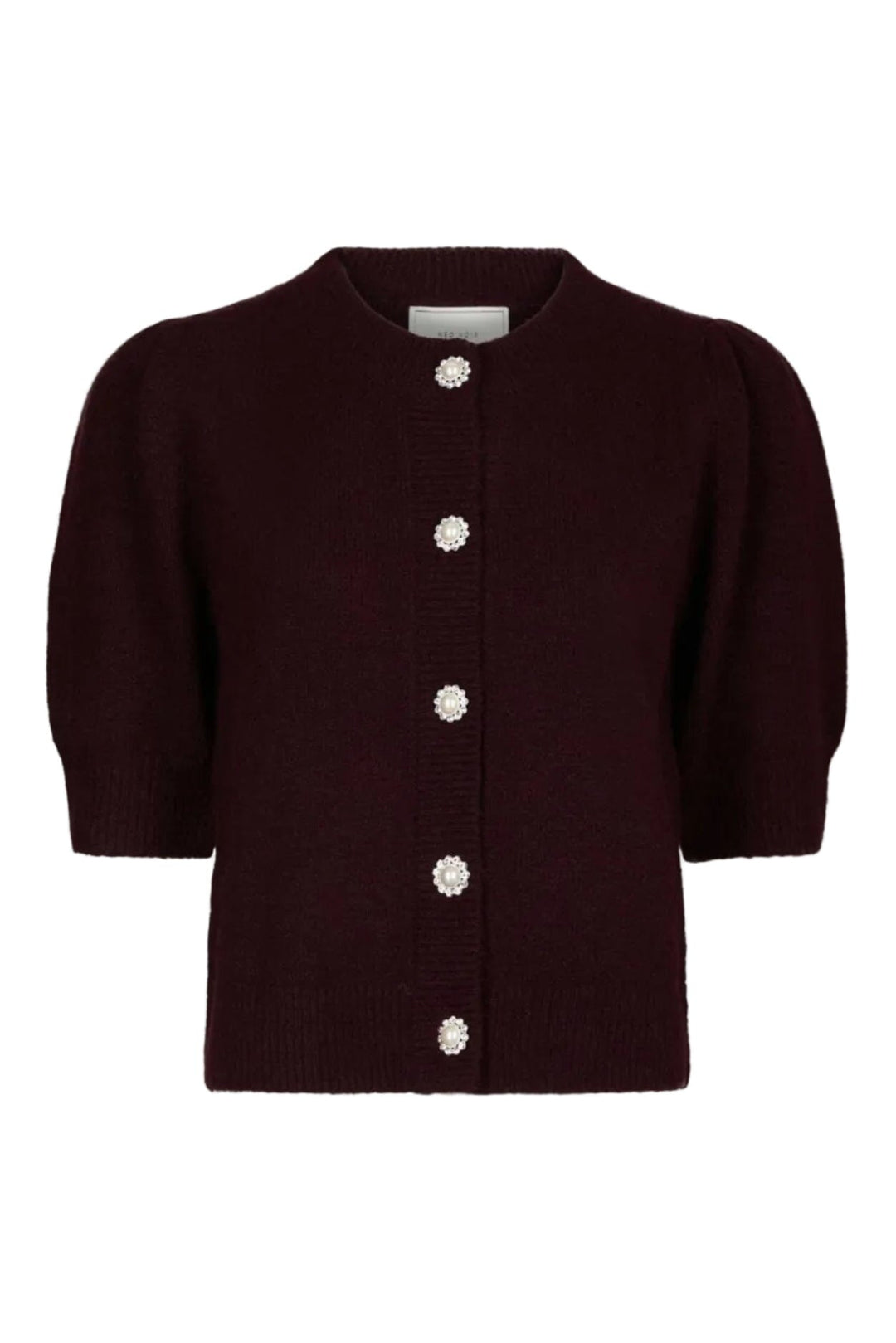 Neo Noir - Trudy Pearl Deco Knit Cardigan 167472 - 682 - Wine Cardigans 