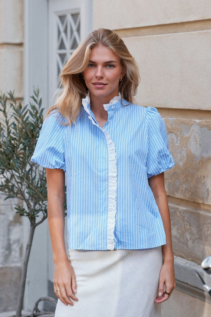 Neo Noir - Ulia Stripe Blouse 169111 - 375 - Blue Stripe Bluser 