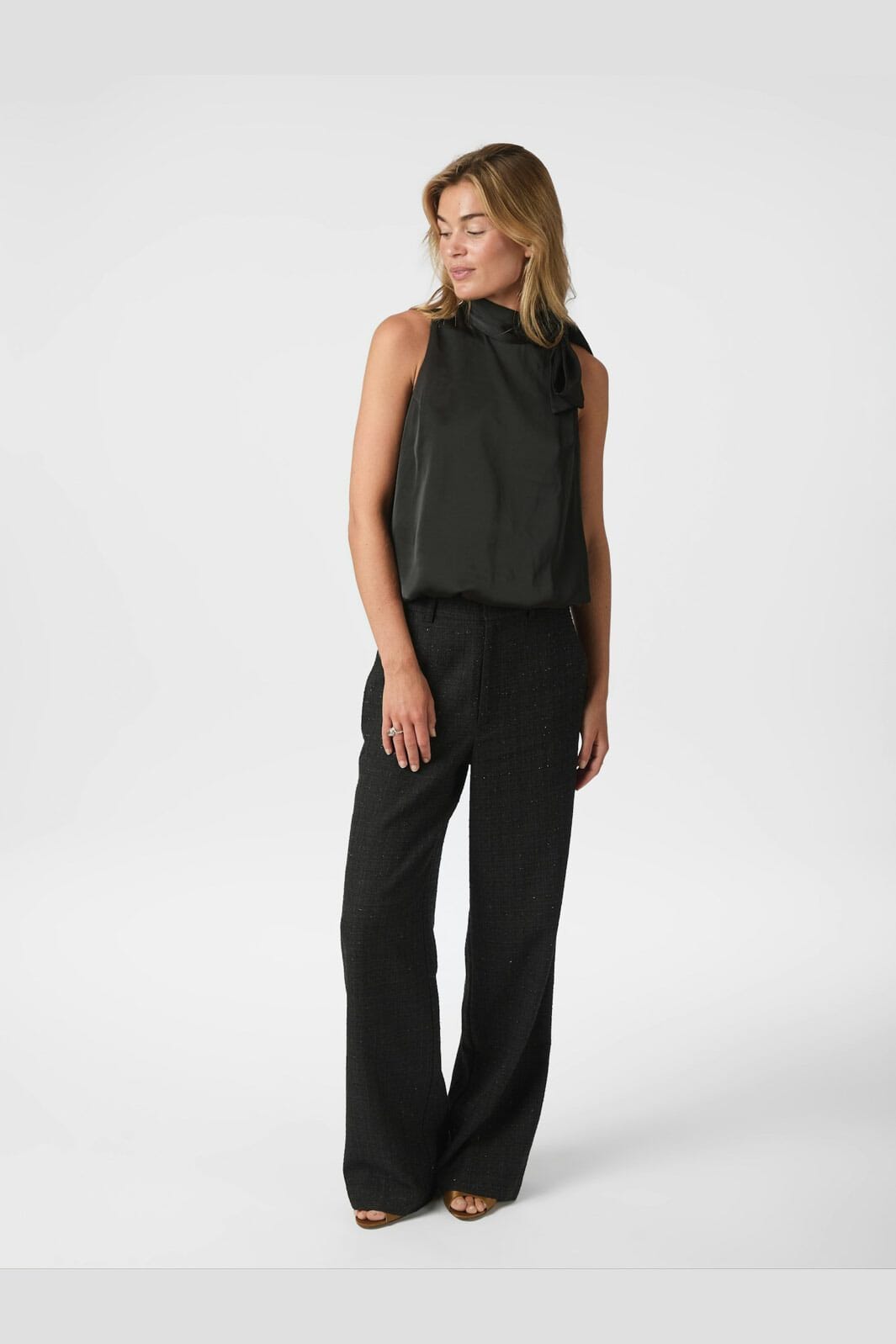 Neo Noir - Veda Drapy Satin Top 166605 - 100 - Black