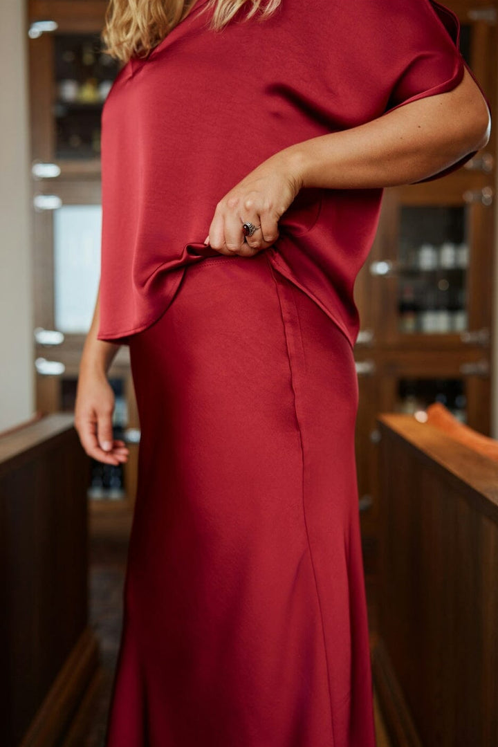 Neo Noir - Vicky Heavy Sateen Skirt 159588 - 321 - Dark Red