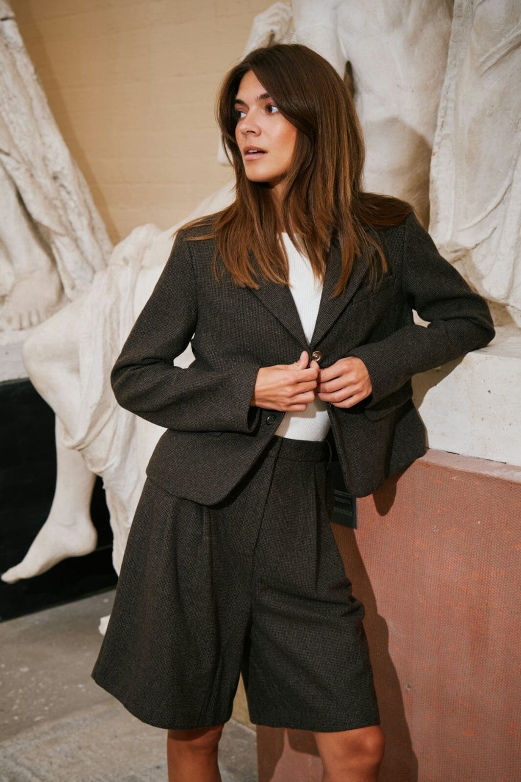 Neo Noir - Waed Mini Check Blazer 166184 - 205 - Brown Melange Blazere 