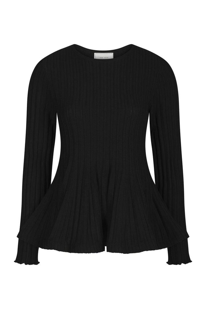 Neo Noir - Wallina Peplum Knit Blouse 170589 - 100 - Black