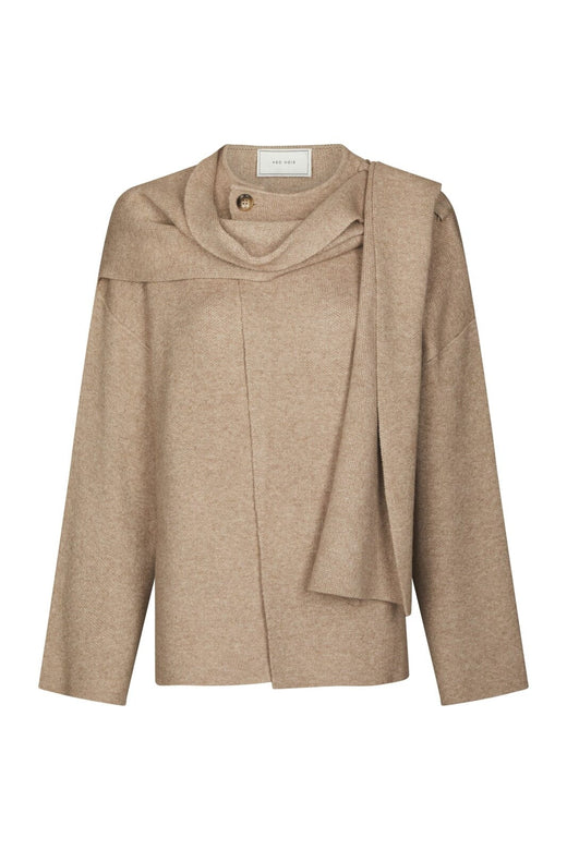 Neo Noir - Wals Knit Scarf Blouse 166203 - 123 - Beige