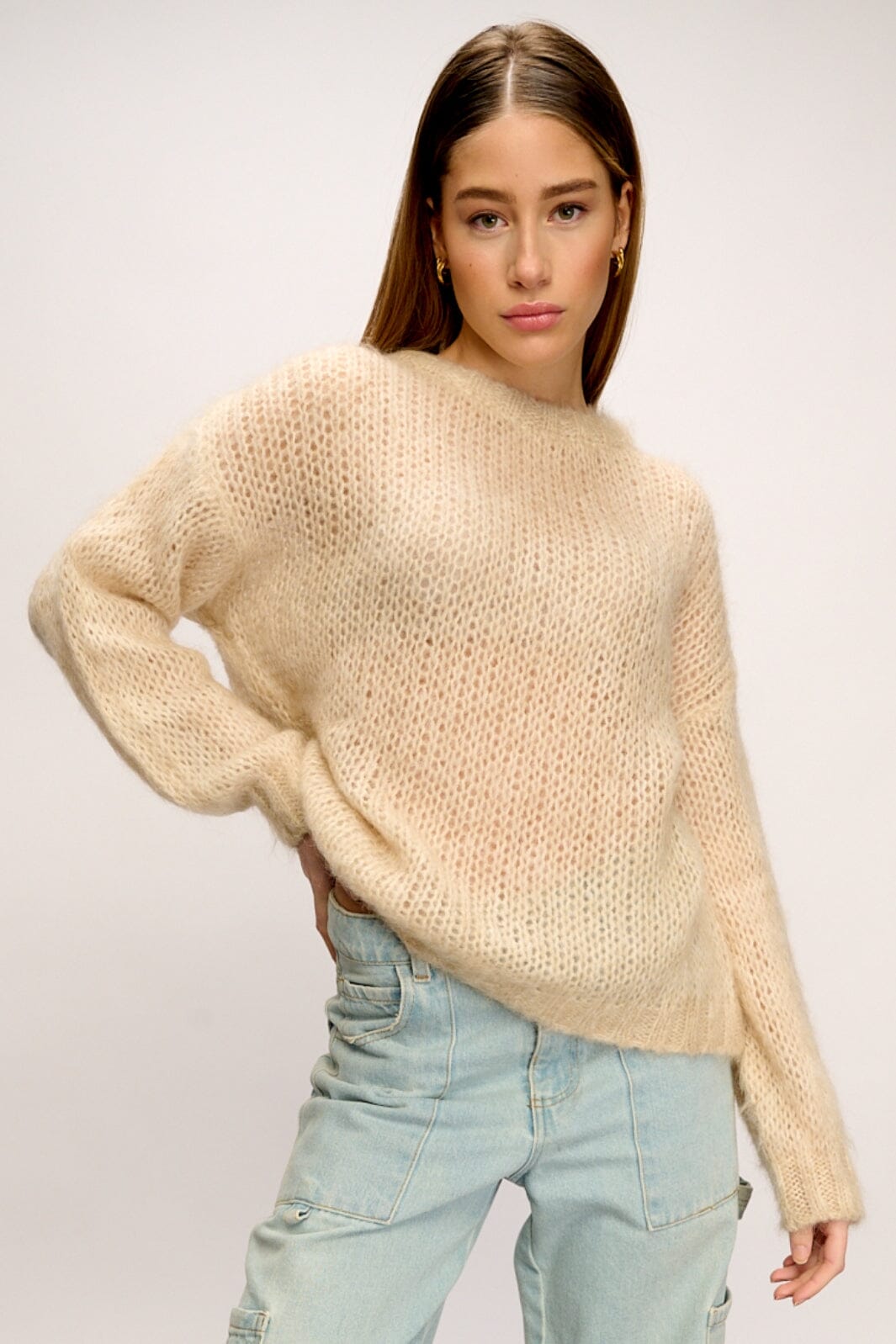 Noella - Delta Knit Sweater - Camel Strikbluser 