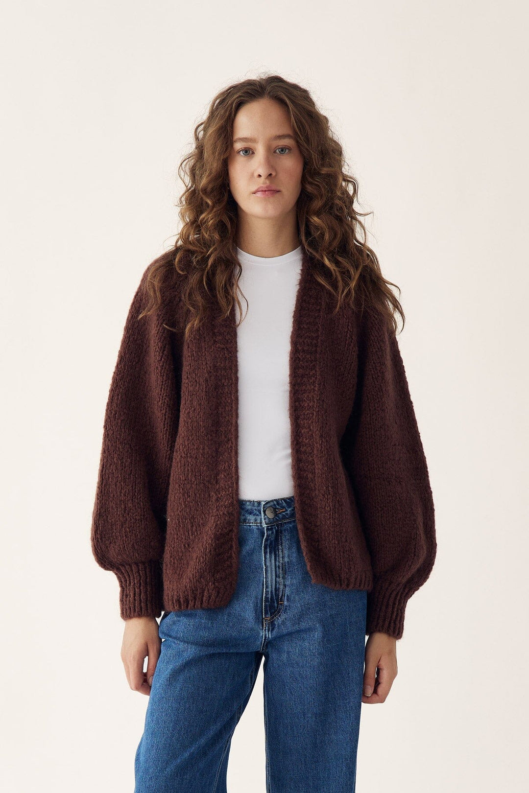 Noella - Fora Knit Cardigan - 548 Dark Brown Cardigans 