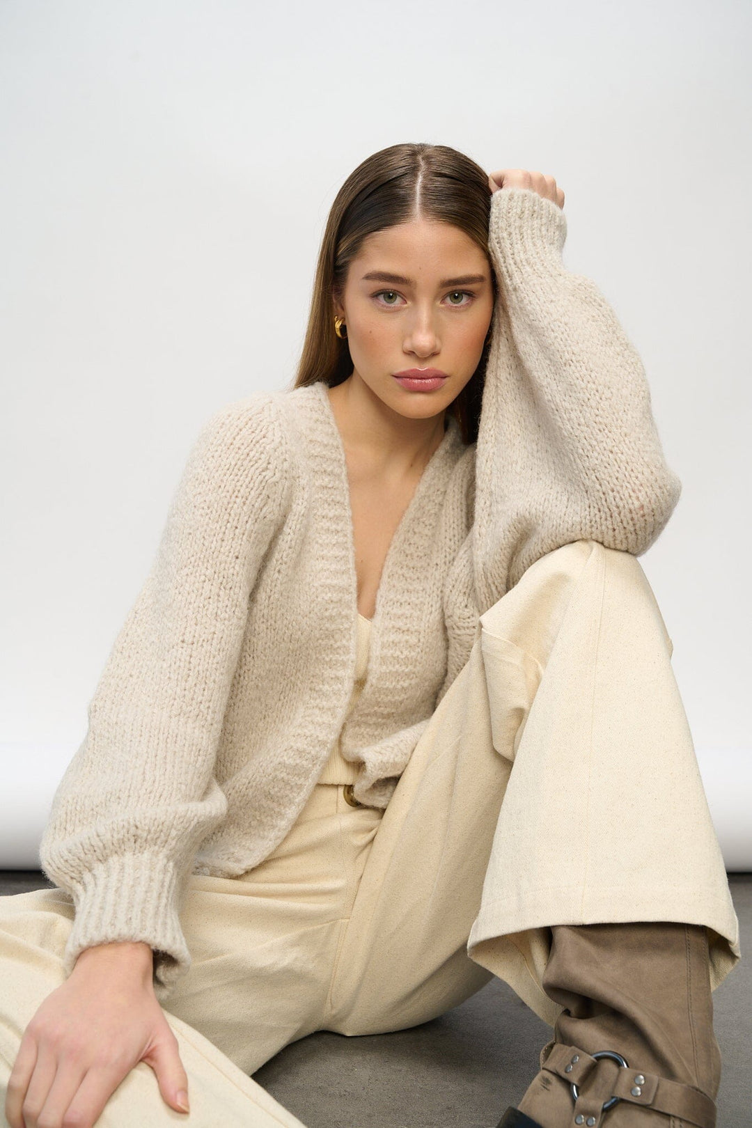 Noella - Fora Knit Cardigan - Sand Cardigans 