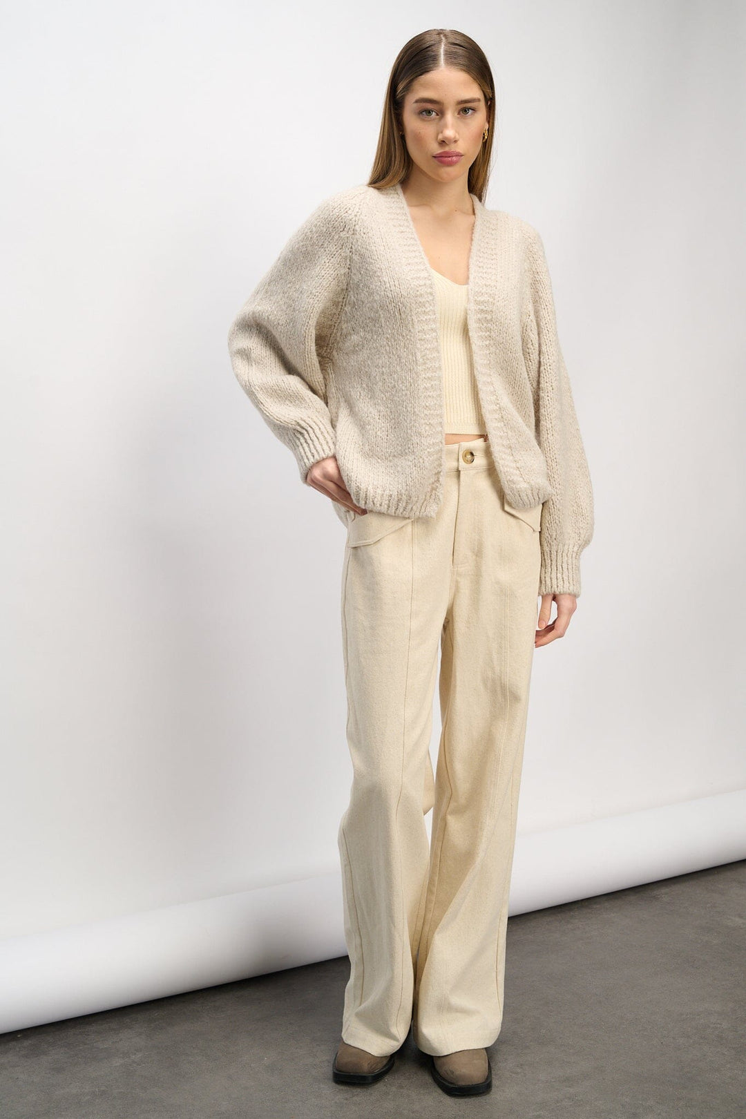 Noella - Fora Knit Cardigan - Sand Cardigans 