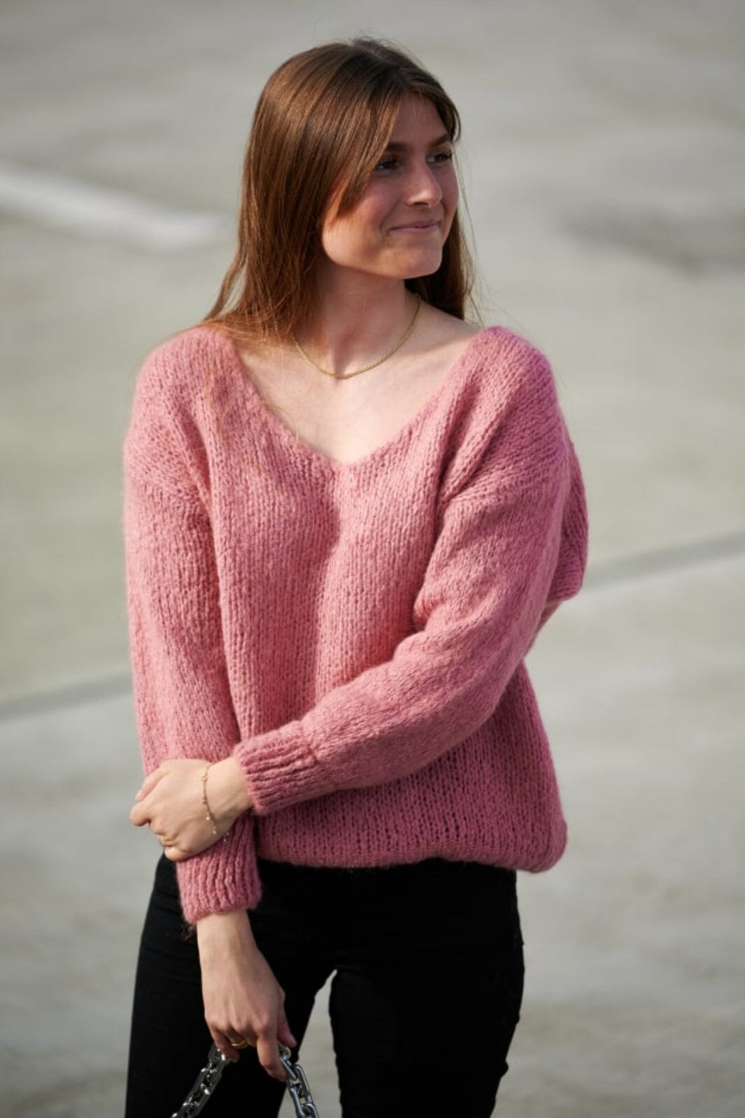 Noella - Fora Knit V-Neck Sweater - 005 Rose Strikbluser 