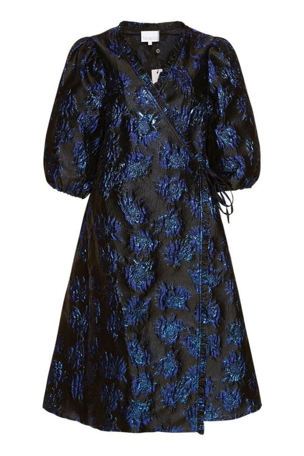 Noella - Jessa Wrap Dress - 101 Black/Royal Blue Kjoler 