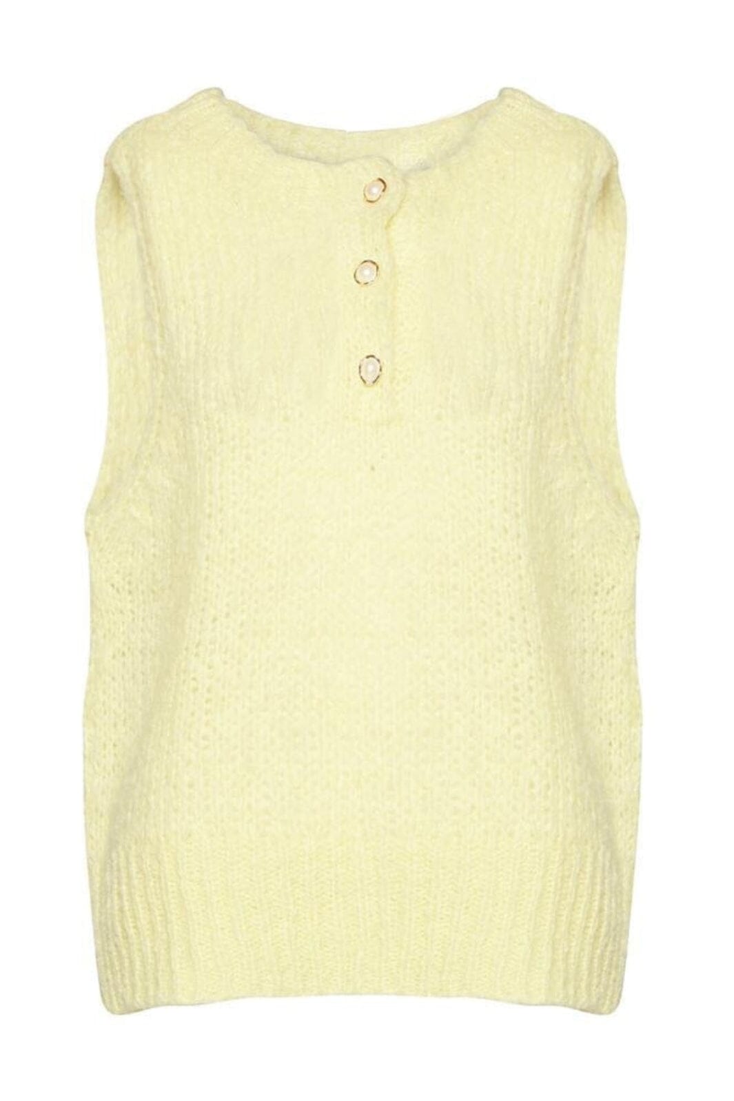 Noella - Kala Pearl Slipover Wool - pearl Pale Yellow Veste 