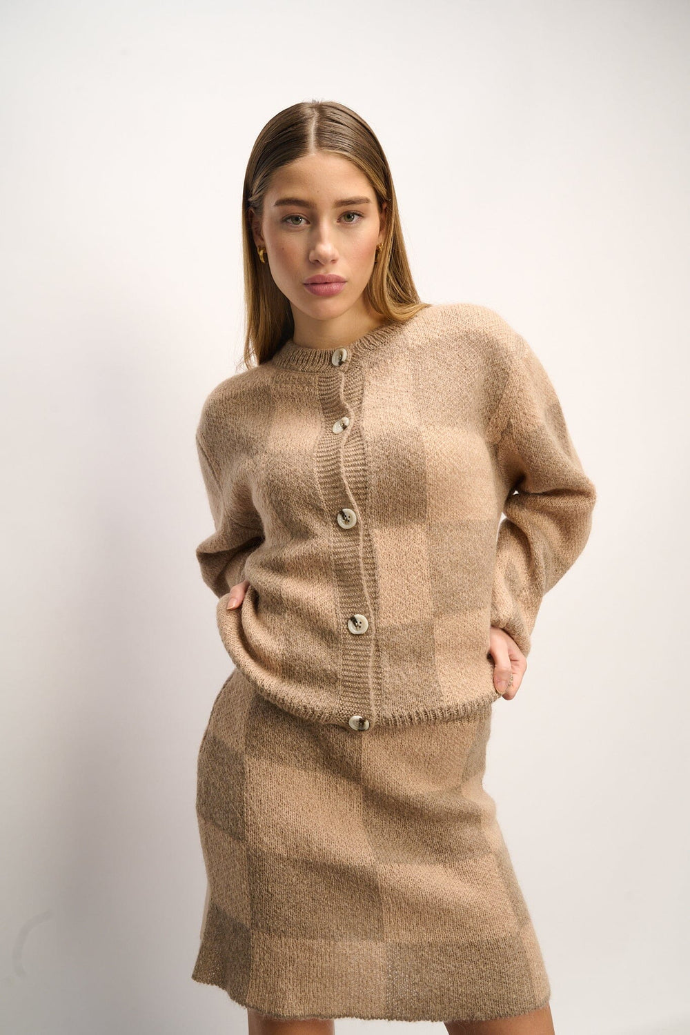 Noella - Kiana Knit Skirt - 927 Brown/Sand Nederdele 