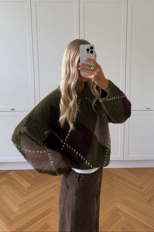 Noella - Lai Knit 14670001 - 1512 - Avocado Green Mix Strikbluser 
