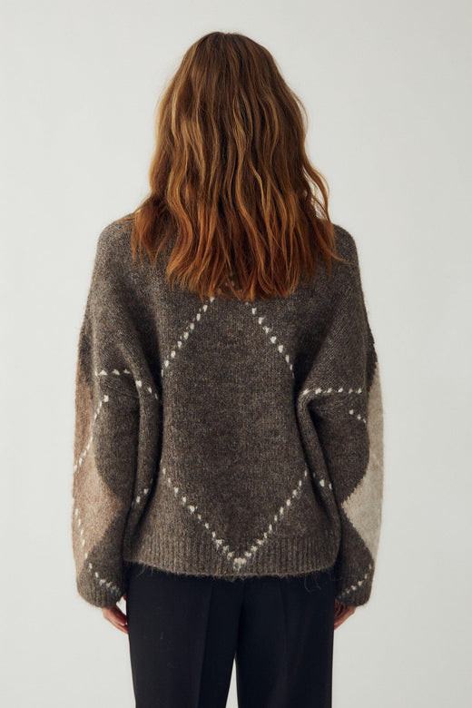 Noella - Lai Knit 14670001 - 1513 - Ash Brown Mix Strikbluser 
