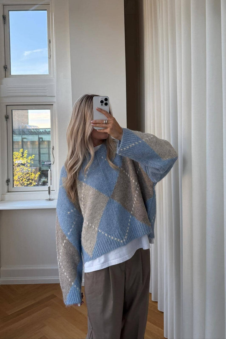 Noella - Lai Knit 14670001 - 1514 - Sky Blue Mix Strikbluser 