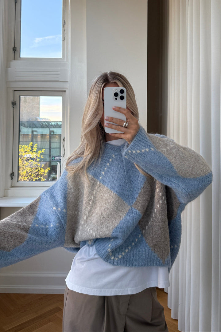 Noella - Lai Knit 14670001 - 1514 - Sky Blue Mix Strikbluser 