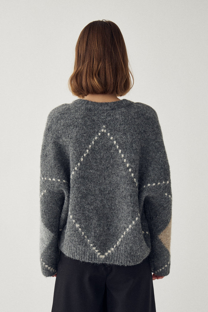 Noella - Lai Knit 14670001 - 507 - Grey Mix Strikbluser 