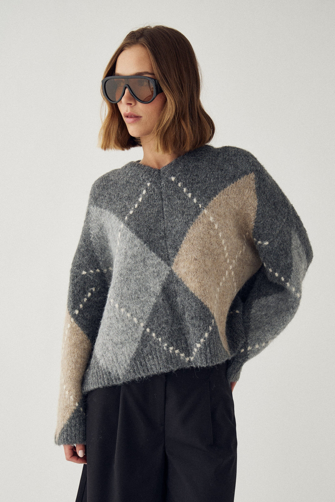 Noella - Lai Knit 14670001 - 507 - Grey Mix Strikbluser 