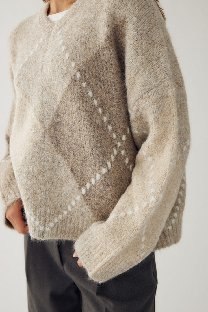 Noella - Lai Knit 14670001 - 650 - Beige Mix Strikbluser 