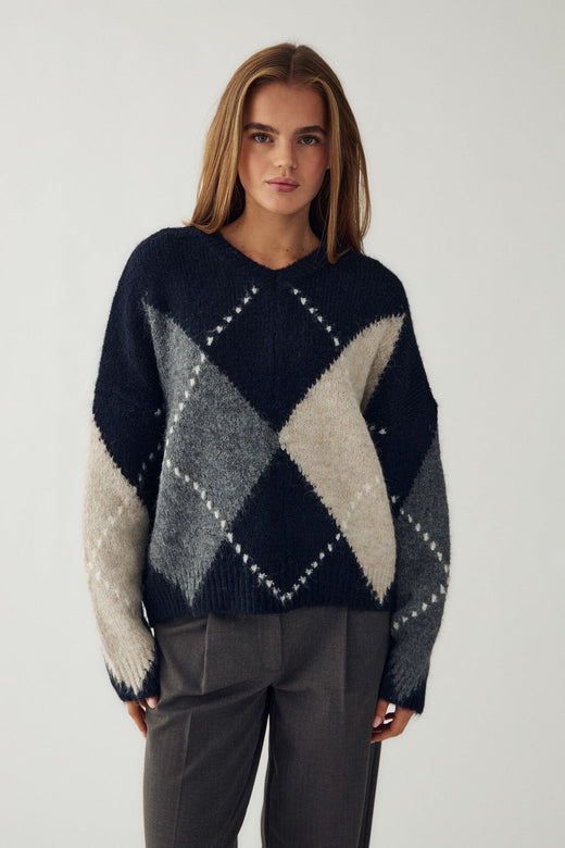 Noella - Lai Knit 14670001 - 670 - Navy Mix Strikbluser 