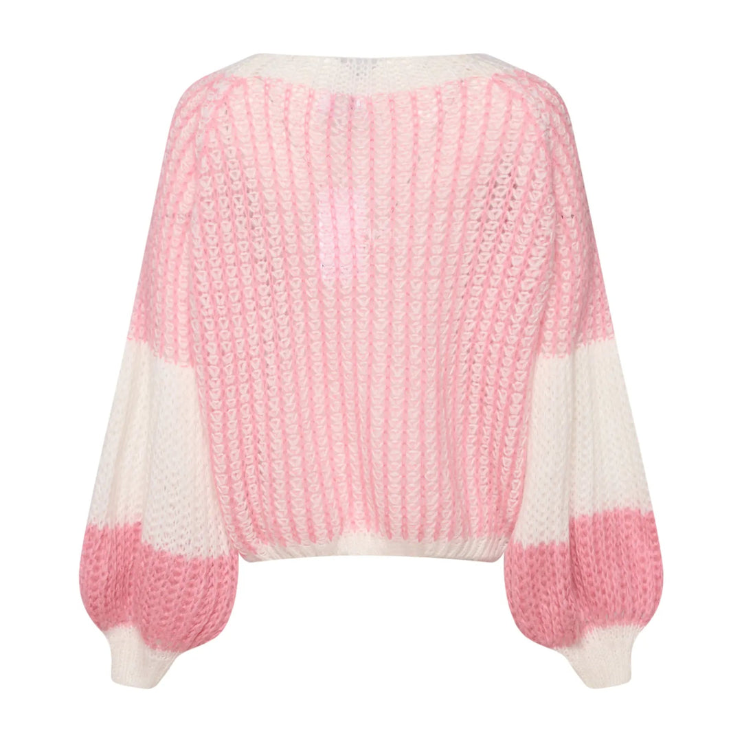 Noella - Liana Knit sweater - White/Rose Strikbluser 