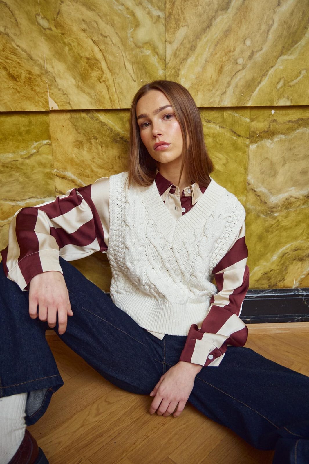 Noella - Liara N Shirt 14060001 - 1382 - Mahogany Ivory Stripe