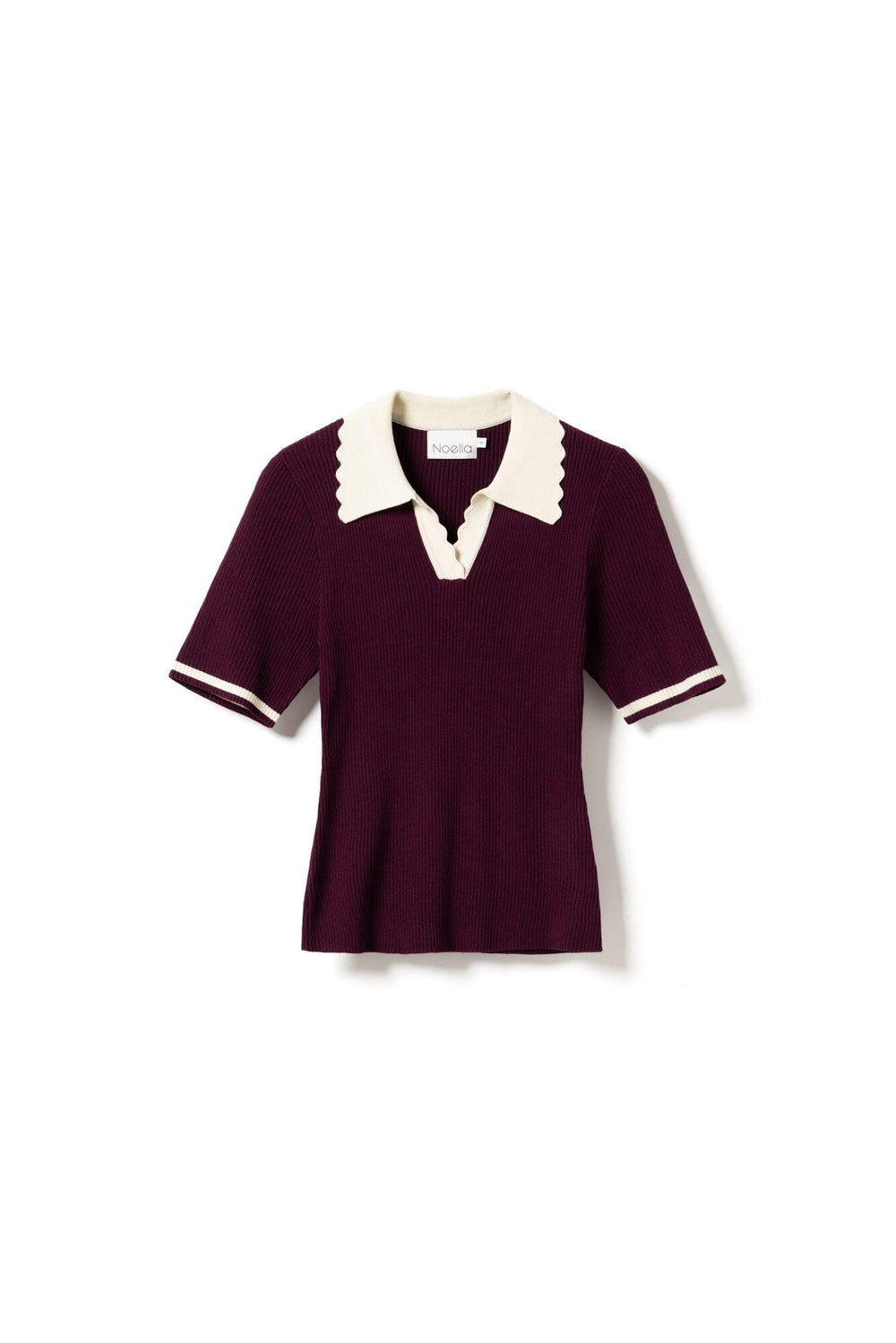 Noella - Lilo Polo Knit 13800002 - 1358 - Wine Sugar Combo Strikbluser 