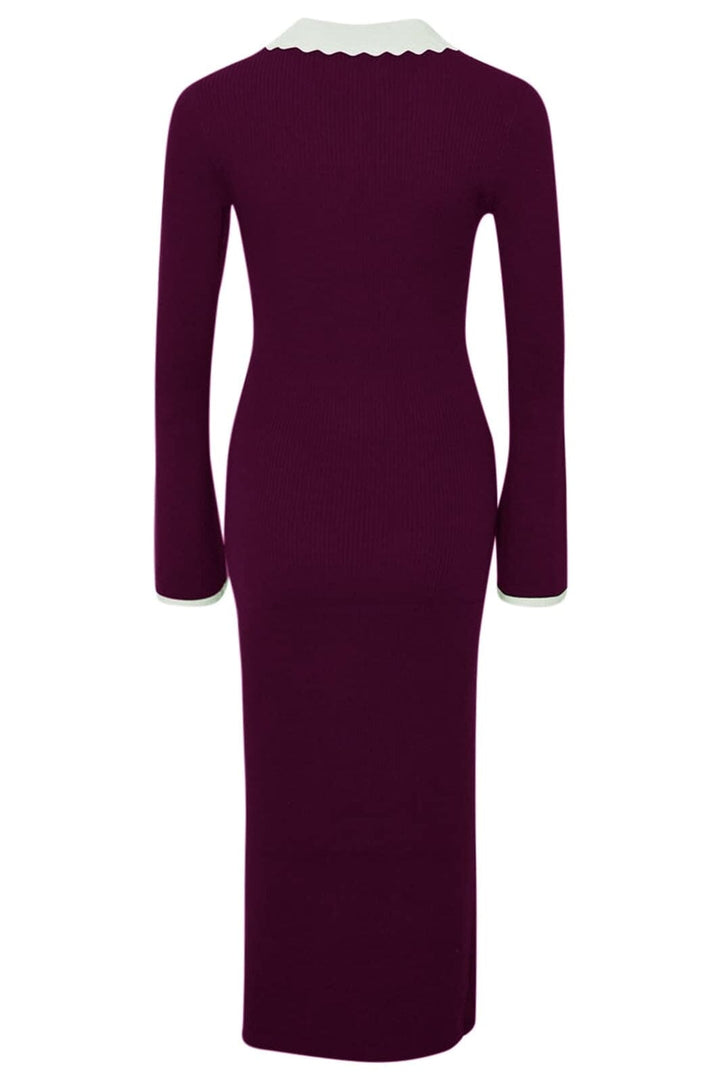 Noella - Livvy Knit Dress 13800003 - 1358 - Wine Sugar Combo Strikbluser 