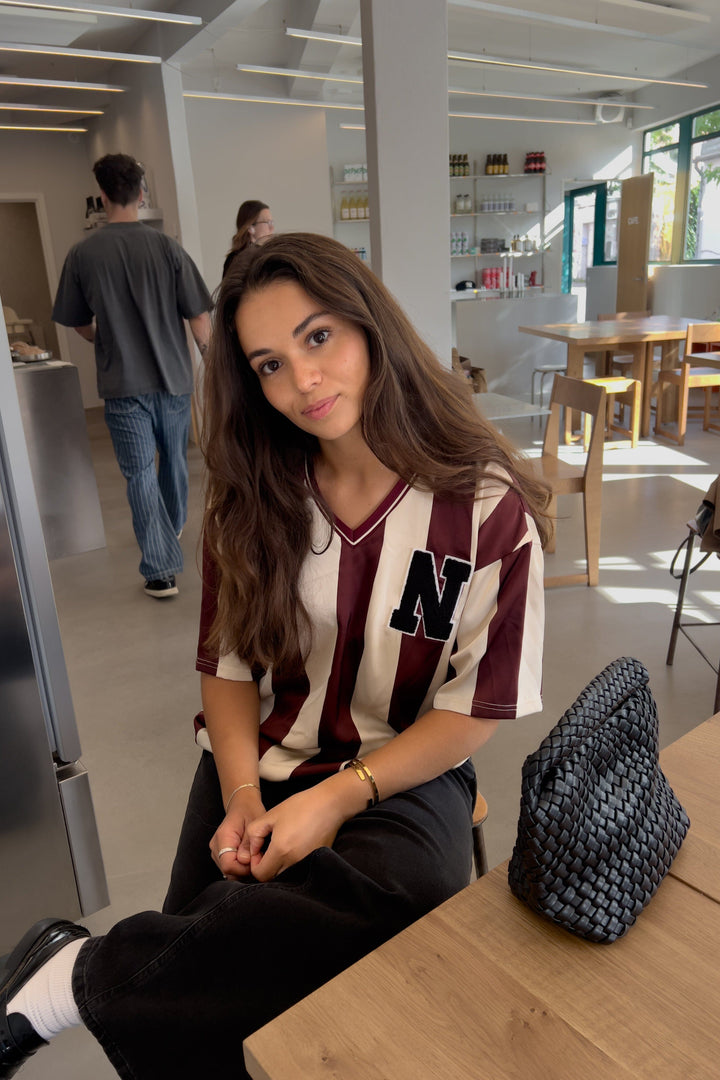 Noella - Lucena Blouse 14060002 - 1382 - Mahogany Ivory Stripe Bluser 