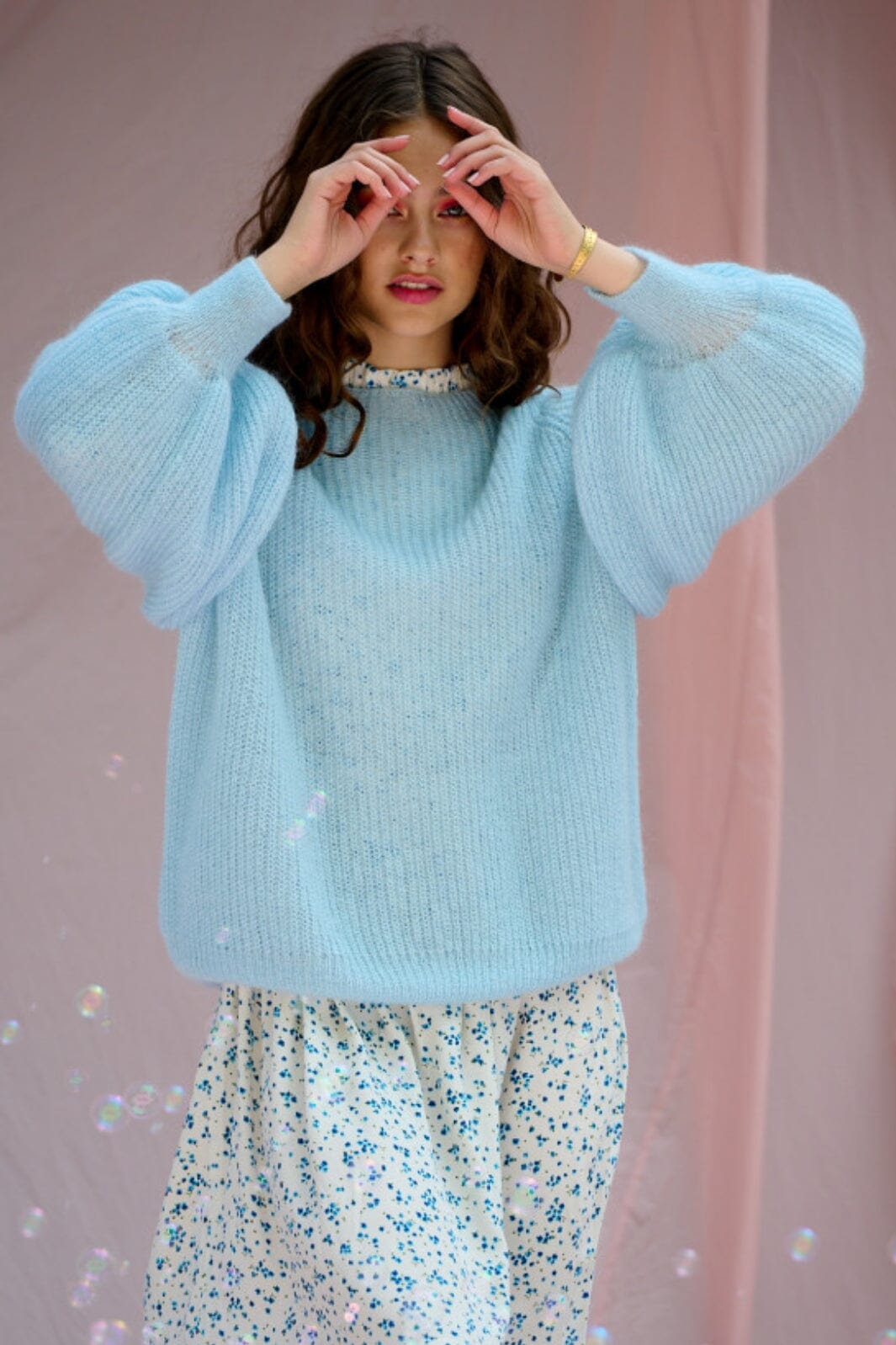 Noella - Miko Knit Sweater - 016 Light Blue Strikbluser 