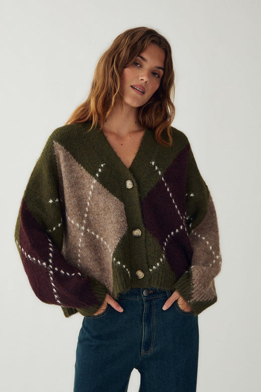 Noella - N-Laiana Knit Cardigan 14670002 - 1512 - Avocado Green Mix Cardigans 