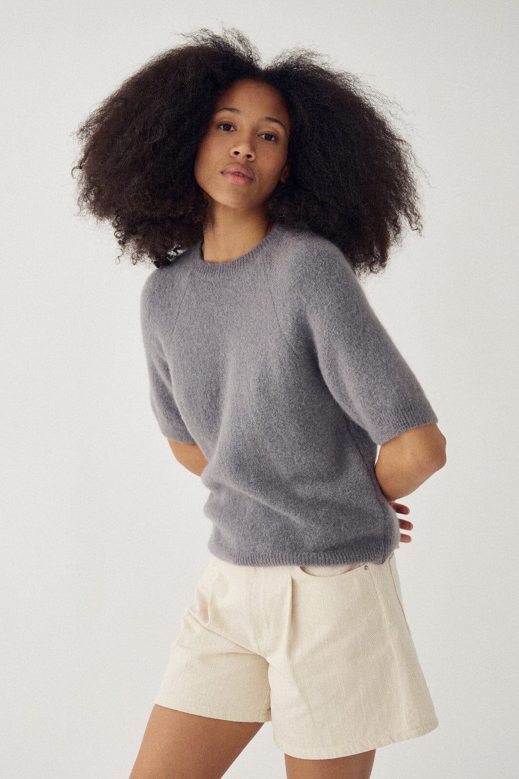 Noella - N-Lane Knit 16470002 - 1252 - Dark Grey Mel. Strikbluser 