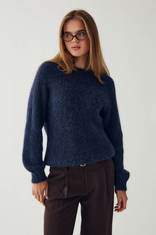 Noella - N-Latora Knit 15950002 - 007 - Navy Strikbluser 