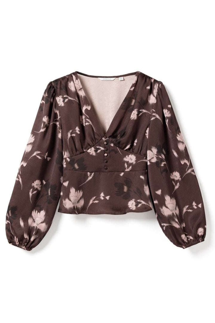Noella - N-Lilith Ls Top 15910002 - 1473 - Dena Burgundy Print Skjorter 